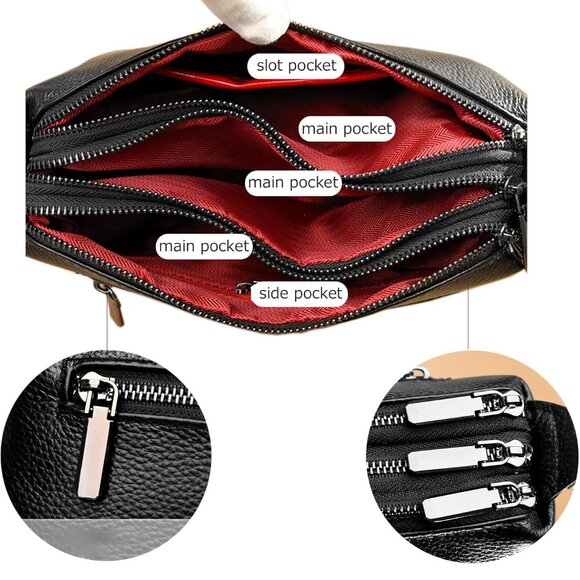 Medium Genuine Leather Handbag, Adjustable Crossbody Purse for Daily Essentials - Picture 5 of 8